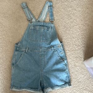 Denim short overalls